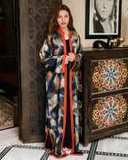 كيمونو مغربي – موديل أزرق وبرتقالي