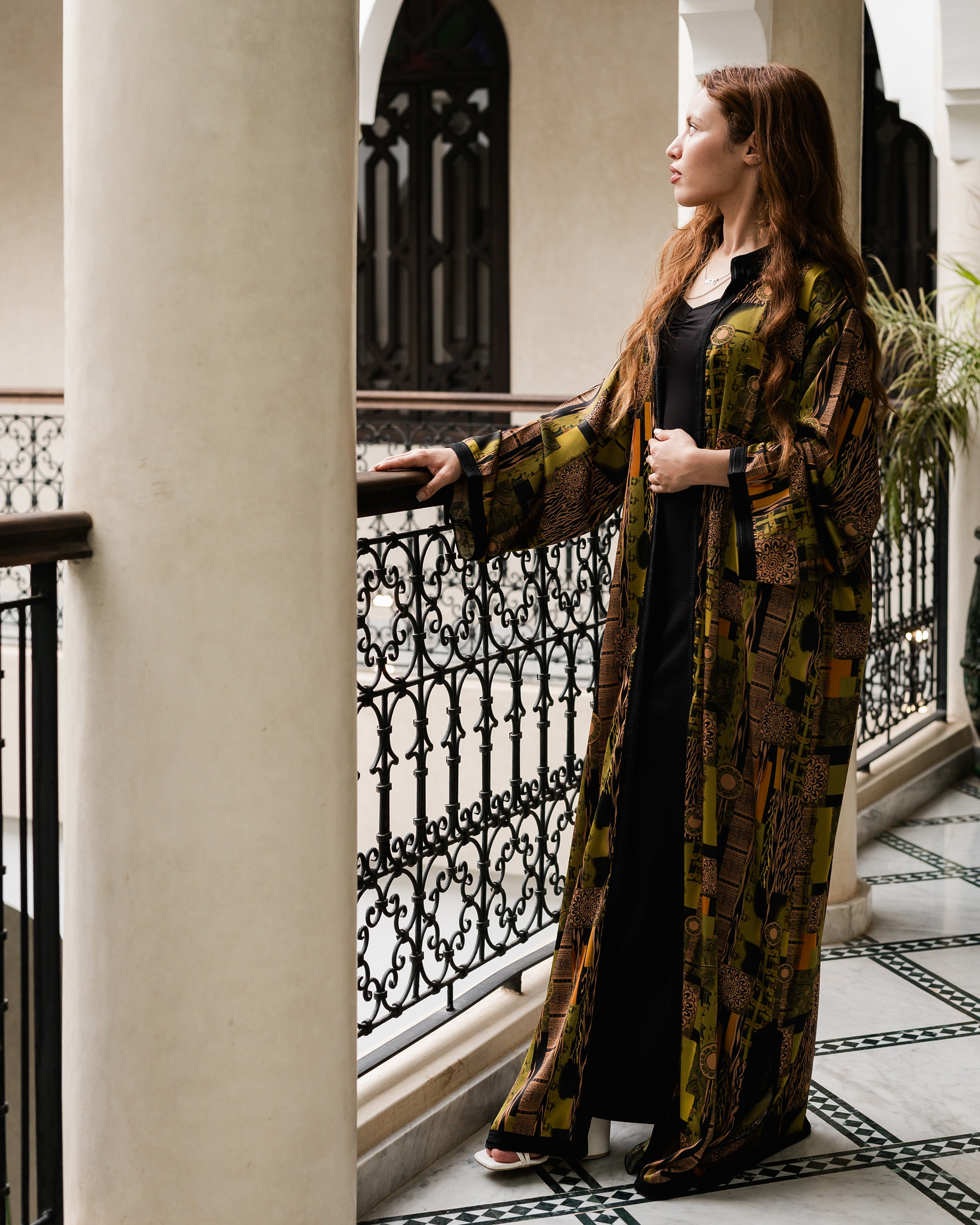 كيمونو مغربي – موديل أخضر زيتوني