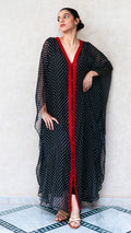 قفطان فراشة مغربي – أسود منقط بأبيض